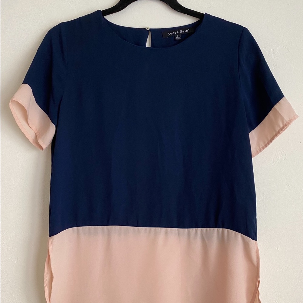 Color block sweet rain blouse, size Sm